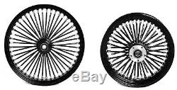 Fat Spoke 21 Front & 16 Rear Wheels Black Harley Softail Heritage Fat Boy Dyna