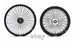Fat Spoke Black 21 Front & 18 Rear Wheel Set Harley Softail Fxst Night Train