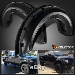 Fit 2009-2014 F150 Offroad 4PC Pocket Rivet Black Wheel Fender Flares Cover