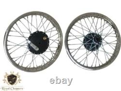 Fit For 19 Half Width Hub Front & Rear Wheel Rim Set Royal Enfield Bsa Norton