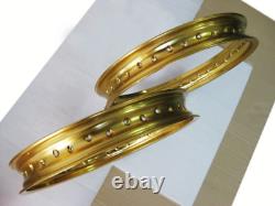 Fit HONDA CB100 CL100 ALU YELLOW GOLD FRONT & REAR WHEEL RIM (18+18) #BI#