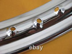 Fit HONDA SCRAMBLER CL350 FRONT19 & REAR18 STEEL WHEEL RIM SET+TAPE RUBBER#BI