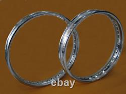 Fit HONDA SCRAMBLER CL350 FRONT19 & REAR18 STEEL WHEEL RIM SET+TAPE RUBBER#BI