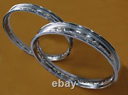 Fit SUZUKI PE250T 1980 FRONT & REAR CHROME WHEEL RIM SET 2PCS mi112