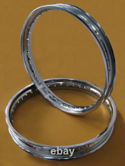 Fit SUZUKI PE250T 1980 FRONT & REAR CHROME WHEEL RIM SET 2PCS mi112