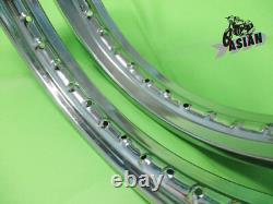 Fit SUZUKI T500R TITAN 1971 Front & Rear Chrome Steel Wheel Rim as1921