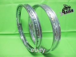 Fit SUZUKI T500R TITAN 1971 Front & Rear Chrome Steel Wheel Rim as1921