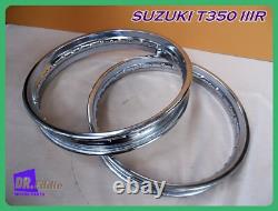 Fit Suzuki T350 IIIR Front & Rear Steel Wheel Rim Set bi4608