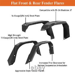 Flat Style Front & Rear Fender Flares Wheel Guards For Jeep Gladiator JT 20-24
