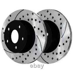 For 2005-2011 2012 Mazda 3 Front Rear Drilled Slotted Rotors and Ceramic Pads