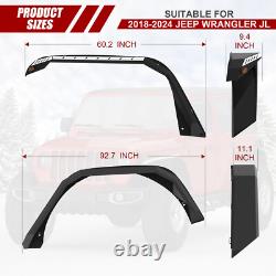 For 2018-2024 Jeep Wrangler JL 4door Steel Front & Rear Flat Wheel Fender Flares