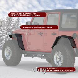 For 2018-2024 Jeep Wrangler JL 4door Steel Front & Rear Flat Wheel Fender Flares