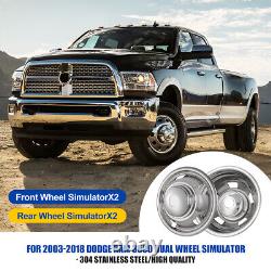 For DODGE RAM 3500 2003-18 Chrome 17 Dually Wheel Simulators Dual Skins Liners