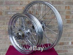 For Harley Dyna Softail Std 40 Spoke 21 Front 16 Rear Chrome Wheels Parts