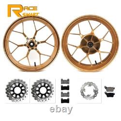 For Honda CBR1000RR 2006-2016 Front Rear Wheels Rims + Brake Rotors + Pads Set