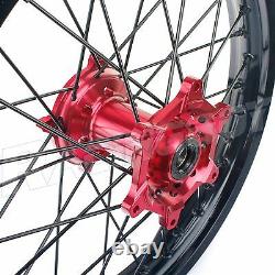 For Honda Cr Crf 125 250 450 Crf250 Crf450 Wheel Rim 21 19 Black Rims Red Hub