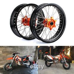 For KTM Supermoto 17&17 Complete Wheel Set SX SXF EXC 125-530 03-19 Orange Hub