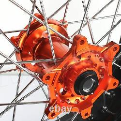For KTM Supermoto 17&17 Complete Wheel Set SX SXF EXC 125-530 03-19 Orange Hub