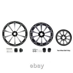 Front 21+Rear 18'' Wheel Rim Disc Hub&Pulley Fit For Harley Electra Glide 09-24
