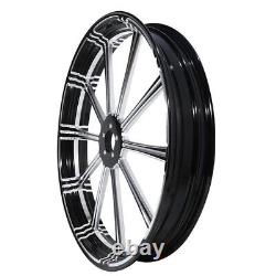 Front 21+Rear 18'' Wheel Rim Disc Hub&Pulley Fit For Harley Electra Glide 09-24