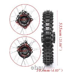 Front 70/100- 17 & Rear 90/100-14 Wheel Rim Knobby Axle Pit Trail Dirt Bike ATV