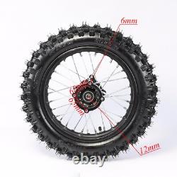 Front 80/100-12 & Rear 60/100-14 Wheel Rim Tire & Chain Sprocket f Dirt Pit Bike