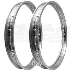 Front And Rear Steel Wheel Set Chrome 1.40x14 36 Holes (1 Pair) & Rim Strips