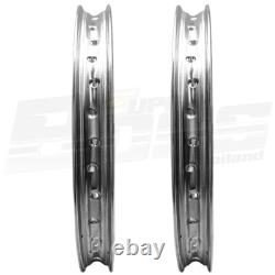 Front And Rear Steel Wheel Set Chrome 1.40x14 36 Holes (1 Pair) & Rim Strips