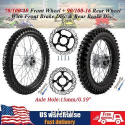 Front Rear 70/100-19 90/100-16 19 16 Wheels & Discs For 150cc 200cc Dirt Bikes