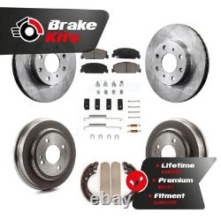 Front Rear Brake Rotor Ceramic Pad & Drum Kit (7Pc) For 1996-2000 Honda Civic LX