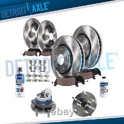 Front Rear Brake Rotor Ceramic Pad Wheel Hub Bearing for 06-10 Chevy Impala FWD