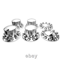 Front & Rear Chrome Hub Cover Semi Truck Wheel Kit Axle Cover 33mm Lug Nuts