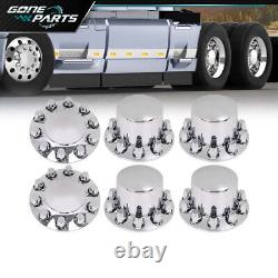 Front & Rear Complete Chrome Hub Cover Semi Truck Wheel Kit Axle Cover 33mm Lug