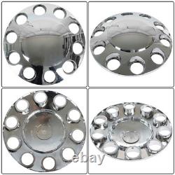 Front & Rear Complete Chrome Hub Cover Semi Truck Wheel Kit Axle Cover 33mm Lug