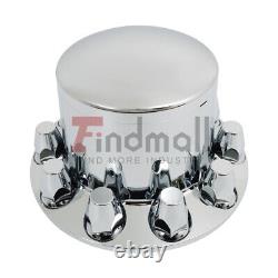 Front & Rear Complete Chrome Hub Cover Semi Truck Wheel Kit Axle Cover 33mm Lug