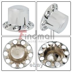 Front & Rear Complete Chrome Hub Cover Semi Truck Wheel Kit Axle Cover 33mm Lug