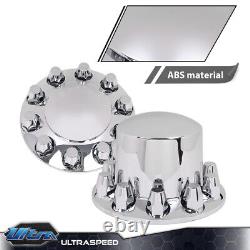 Front & Rear Complete Chrome Hub Cover Wheel Axle Cover Kit Semi Truck 33mm Lug