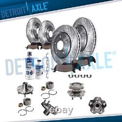 Front Rear DRILLED Rotor Pad Wheel Bearing Hub for 2004-2007 2008 Nissan Maxima