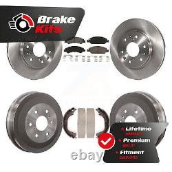 Front Rear Disc Brake Rotor Ceramic Pad & Drum Kit For 2009-2013 GMC Sierra 1500