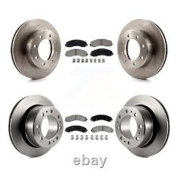 Front+Rear Disc Brake Rotor Ceramic Pad Kit For Ram 3500 With Dual Rear Wheels