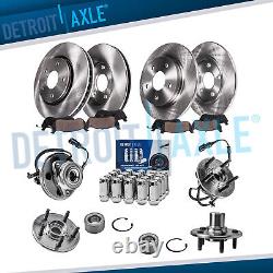 Front Rear Disc Rotor Brake Pad Wheel Hub with20pc Wheel Lugnuts for Ford Explorer