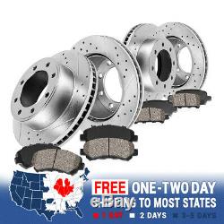 Front+Rear Drill Slot Brake Rotors & Ceramic Pads For Ford Excursion F250 F350