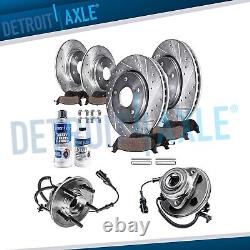 Front & Rear Drilled Brake Rotor Ceramic Pad Wheel Hub Bearing for Ford Explorer