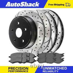 Front & Rear Drilled Disc Rotors Ceramic Brake Pads for 2006-2018 Ram 1500