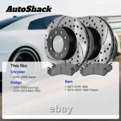 Front & Rear Drilled Disc Rotors Ceramic Brake Pads for 2006-2018 Ram 1500