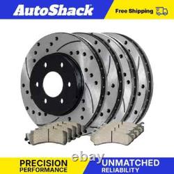 Front & Rear Drilled Disc Rotors Ceramic Brake Pads for GMC Sierra 1500 V8