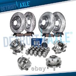 Front Rear Drilled Rotor Brake Pad Wheel Hub Lugnut for 2007-2013 Nissan Altima