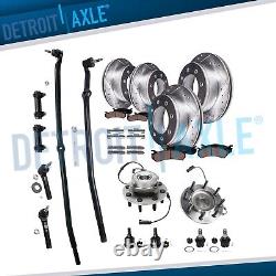 Front Rear Drilled Rotor Brake Pad Wheel Hub Tierod Kit for Dodge Ram 2500 3500