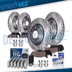 Front Rear Drilled Rotors + Brake Pads +24pc Lug Nuts withkeys for Malibu LaCrosse