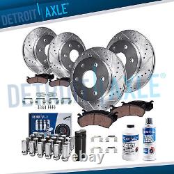 Front Rear Drilled Rotors Brake Pads + 24pc Lugnuts withkeys for Envoy Trailblazer